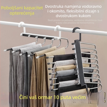 Nerđajući čelični držač za hlače, debeli, sklopivi, protuklizni, sprječava saganje, višeslojni vješalica za ormar
