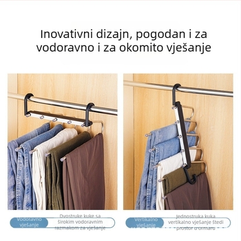Nerđajući čelični držač za hlače, debeli, sklopivi, protuklizni, sprječava saganje, višeslojni vješalica za ormar