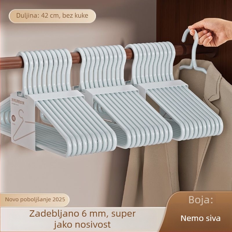 Deblja vješalica za kućnu upotrebu, novi model 2025, vješalica bez tragova za studentske domove, sušenje odjeće, nagibni nosač sa zaštitom ramena