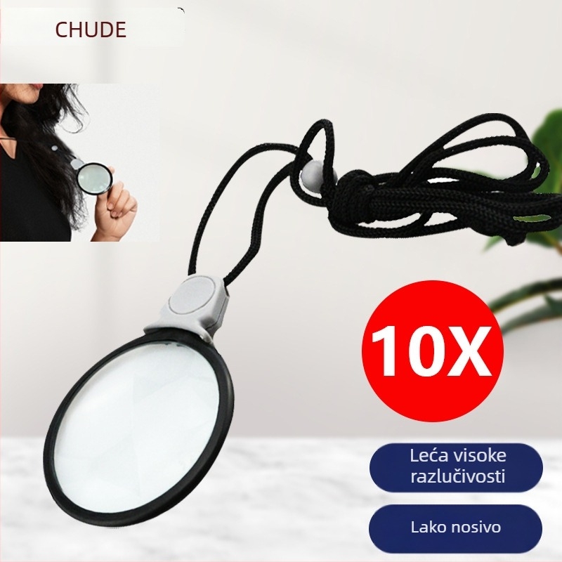 Chuda Lupa s kožnom futrolom, ručna lupa s remenom za nošenje, prenosna viseća lupa 11089