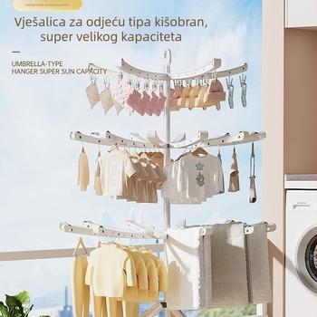 Stalak za odjeću za bebe, podni, sklopivi, višenamjenski, za balkon