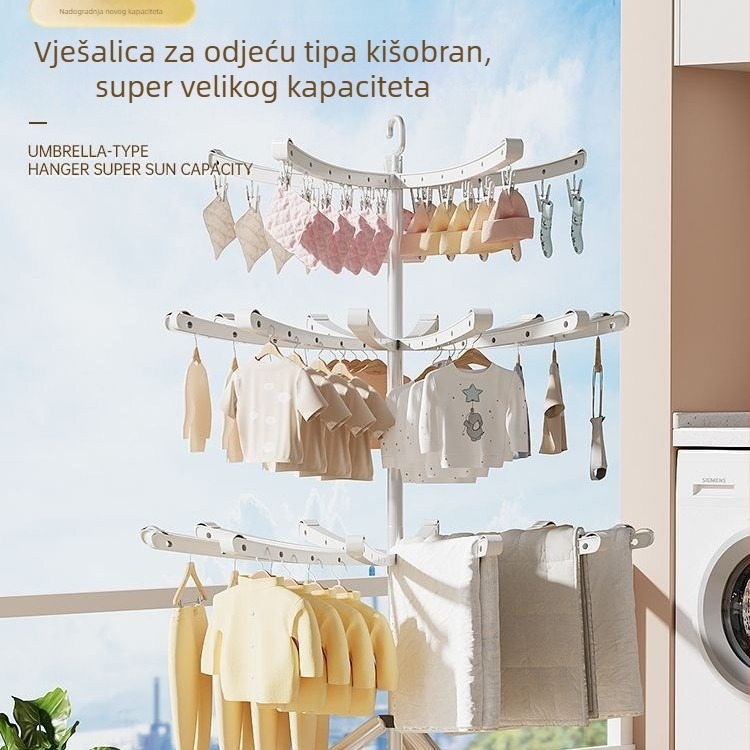 Stalak za odjeću za bebe, podni, sklopivi, višenamjenski, za balkon