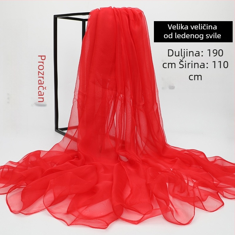 Jednobojni veliki šal od ledenog svilenog vlakna za žene, imitacija svile s UV zaštitom, šal za ples u grupi, lagani ljetni dodatak