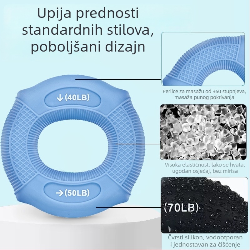 Silikonski prsten za stisak i lopta za jačanje snage ruke, rehabilitaciju prstiju i mišića podlaktice