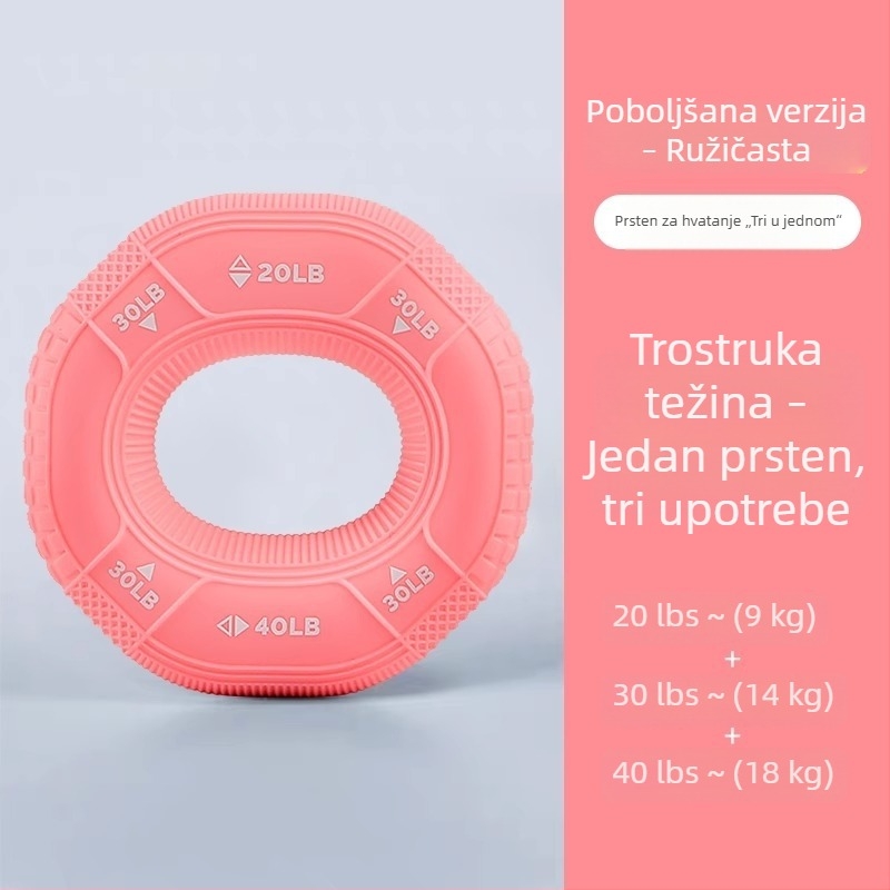 Silikonski prsten za stisak i lopta za jačanje snage ruke, rehabilitaciju prstiju i mišića podlaktice