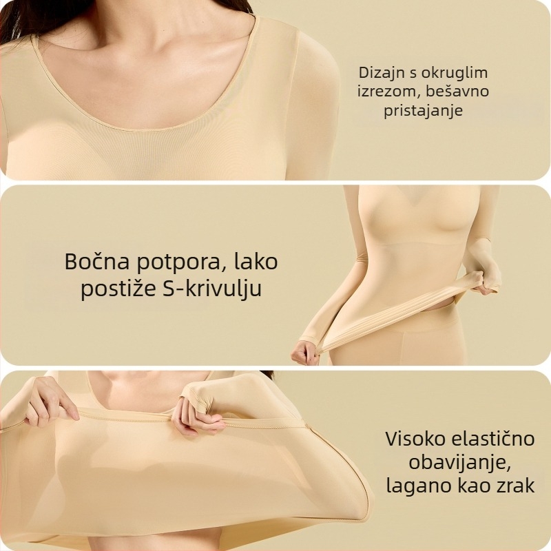 Ženski ultra-tanki termalni set za bazni sloj: gornji dio i hlače, bezšivni, topli