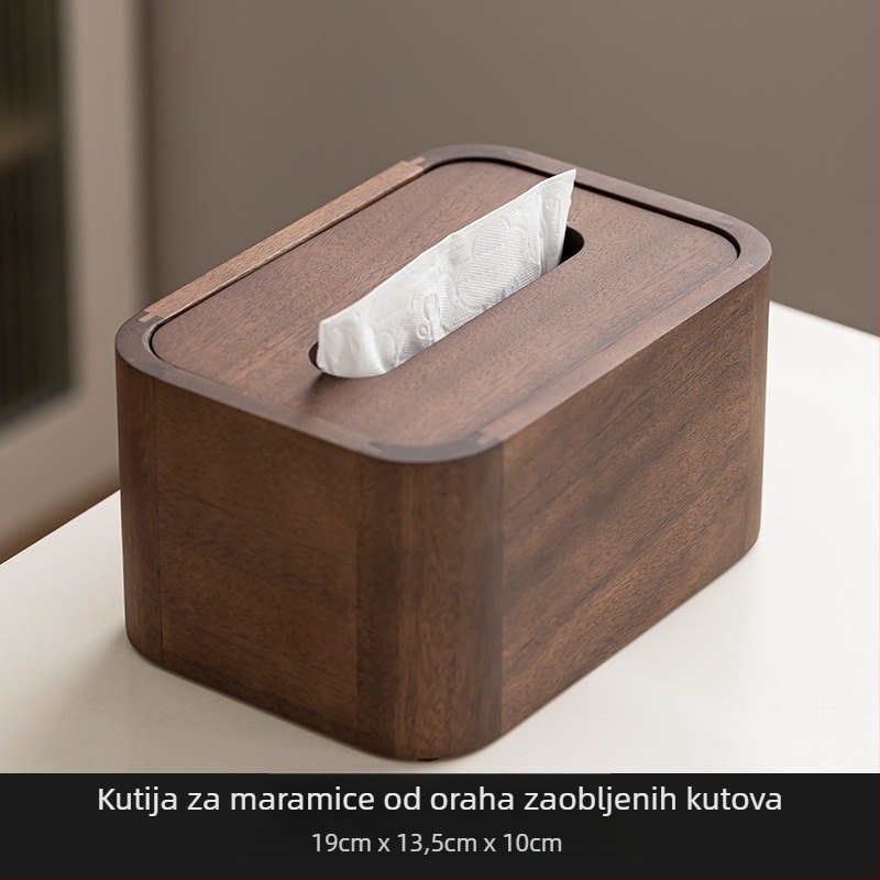 Kutija za maramice u kineskom stilu od južnoameričkog oraha, s prostorom za daljinski upravljač, pogodna za kauč i stol za kavu te dnevnu dekoraciju