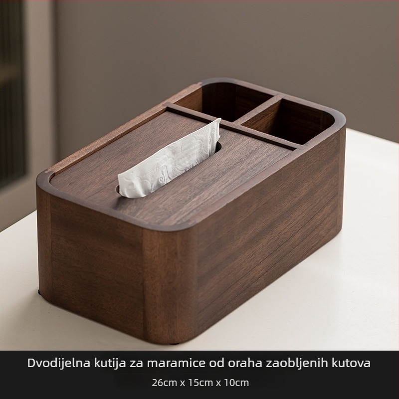 Kutija za maramice u kineskom stilu od južnoameričkog oraha, s prostorom za daljinski upravljač, pogodna za kauč i stol za kavu te dnevnu dekoraciju