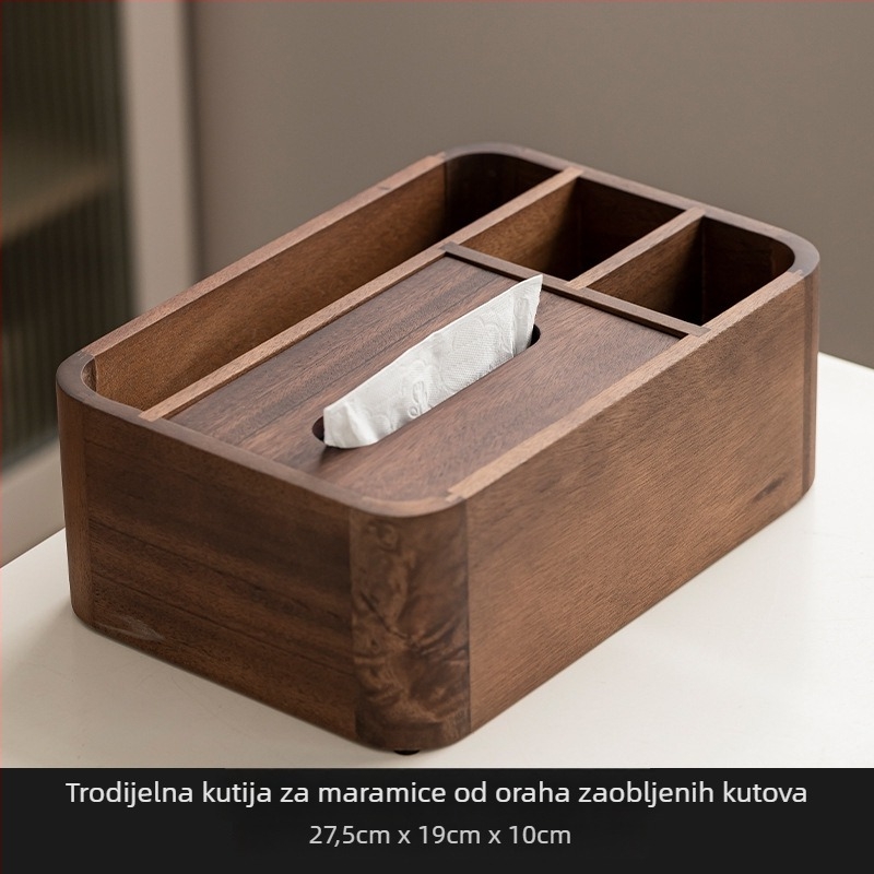 Kutija za maramice u kineskom stilu od južnoameričkog oraha, s prostorom za daljinski upravljač, pogodna za kauč i stol za kavu te dnevnu dekoraciju