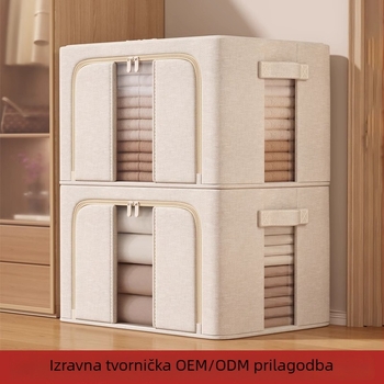 Sklopiva kutija za pohranu odjeće od pamuka i lana, velika kapaciteta garderobni organizator za sezonsku odjeću i pokrivače, 24L/66L/100L, prenosiva, otporna na prašinu i vlagu