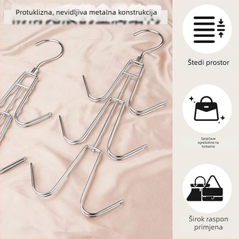 Metalna vješalica s šest kuki, protuklizna, za kućni garderob, torbe i šešire