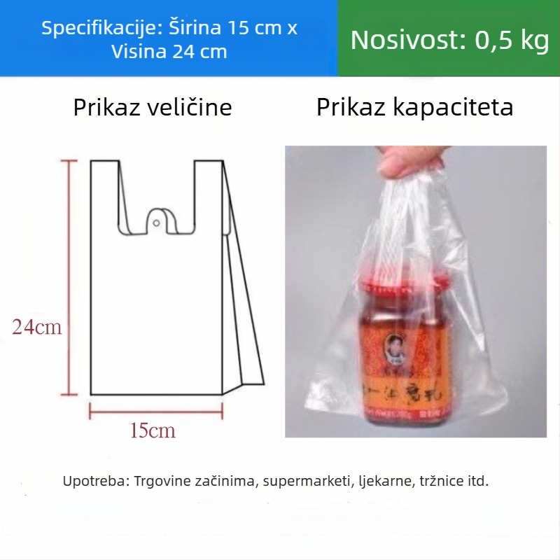 Jiafa PE vreće za hranu, vest-stil, debele, za kućnu i komercijalnu upotrebu, bijele, velike veličine