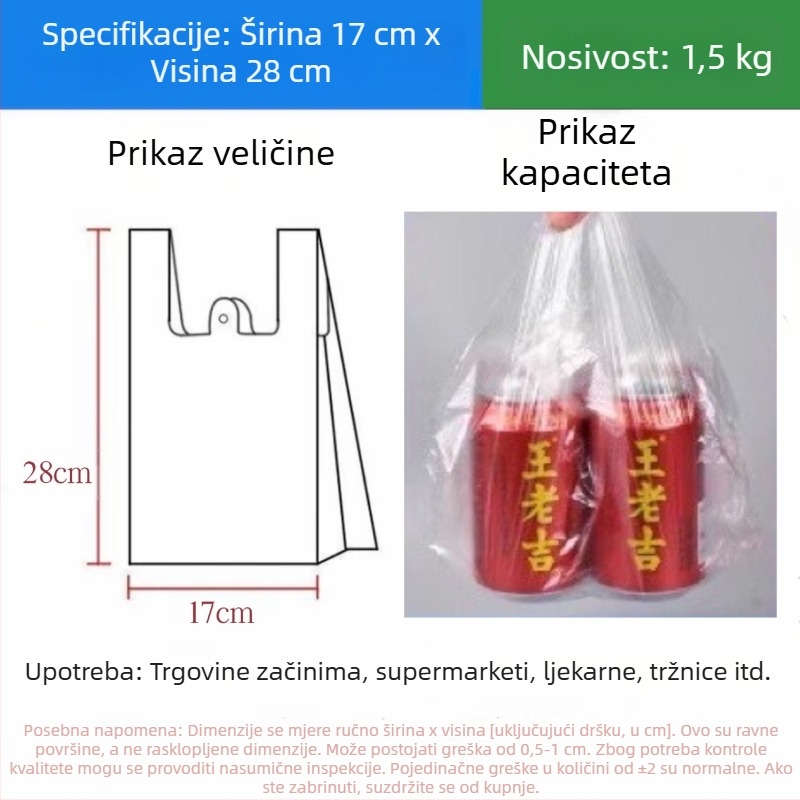 Jiafa PE vreće za hranu, vest-stil, debele, za kućnu i komercijalnu upotrebu, bijele, velike veličine