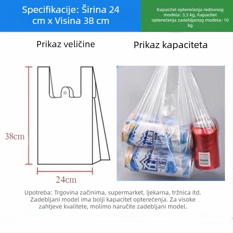 Jiafa PE vreće za hranu, vest-stil, debele, za kućnu i komercijalnu upotrebu, bijele, velike veličine