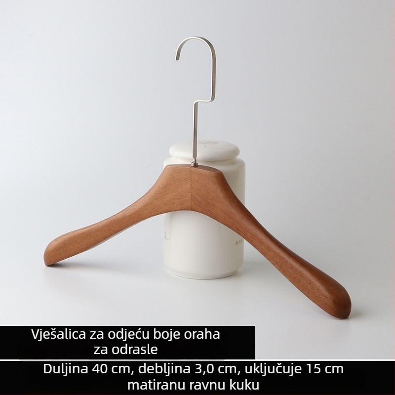 Drvena vješalica za odjeću od gumivog drveta u orahovoj boji, protuklizna, držač za hlače
