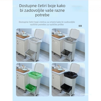 Kanta za smeće u japanskom stilu, dvostruki sloj, širokim otvorom, velikih dimenzija, pravokutnog oblika, zadebljana