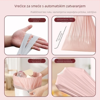 Vreća za kuhinjski otpad velikog kapaciteta sa šnurnim zatvaranjem, za kućnu upotrebu — kupaonica, dnevni boravak; pogodna za catering i vanjsku upotrebu.