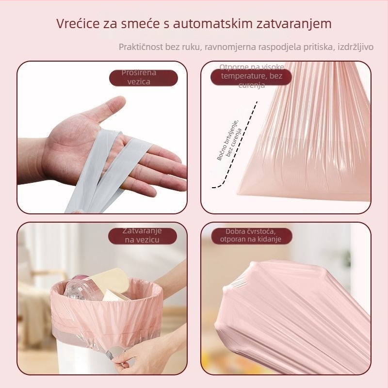 Vreća za kuhinjski otpad velikog kapaciteta sa šnurnim zatvaranjem, za kućnu upotrebu — kupaonica, dnevni boravak; pogodna za catering i vanjsku upotrebu.