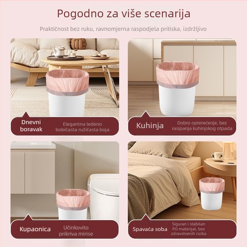 Vreća za kuhinjski otpad velikog kapaciteta sa šnurnim zatvaranjem, za kućnu upotrebu — kupaonica, dnevni boravak; pogodna za catering i vanjsku upotrebu.