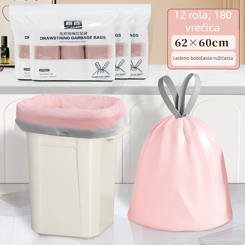 Vreća za kuhinjski otpad velikog kapaciteta sa šnurnim zatvaranjem, za kućnu upotrebu — kupaonica, dnevni boravak; pogodna za catering i vanjsku upotrebu.