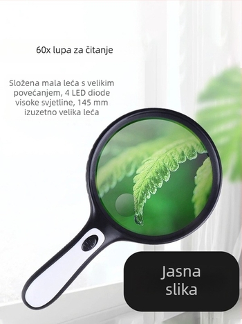 Ručna lupa 100x s osvjetljenjem za čitanje starijima i inspekciju, 60x povećanje visoke definicije