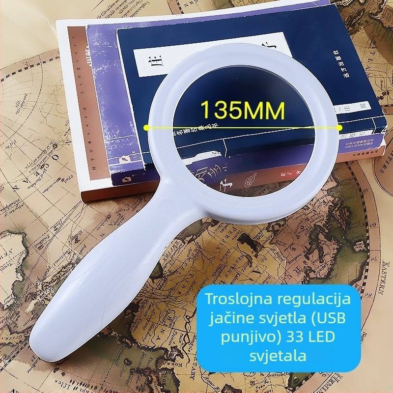 Ručna lupa 100x s osvjetljenjem za čitanje starijima i inspekciju, 60x povećanje visoke definicije