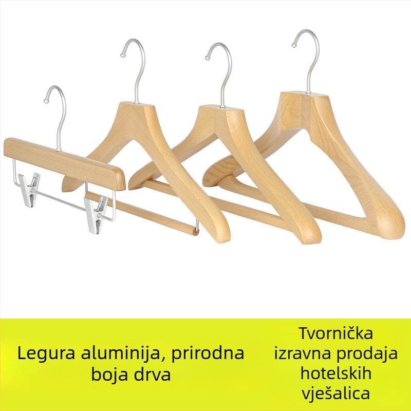 Drvena vješalica za odjeću od bukovog drveta, prirodni završetak, organizator garderobe
