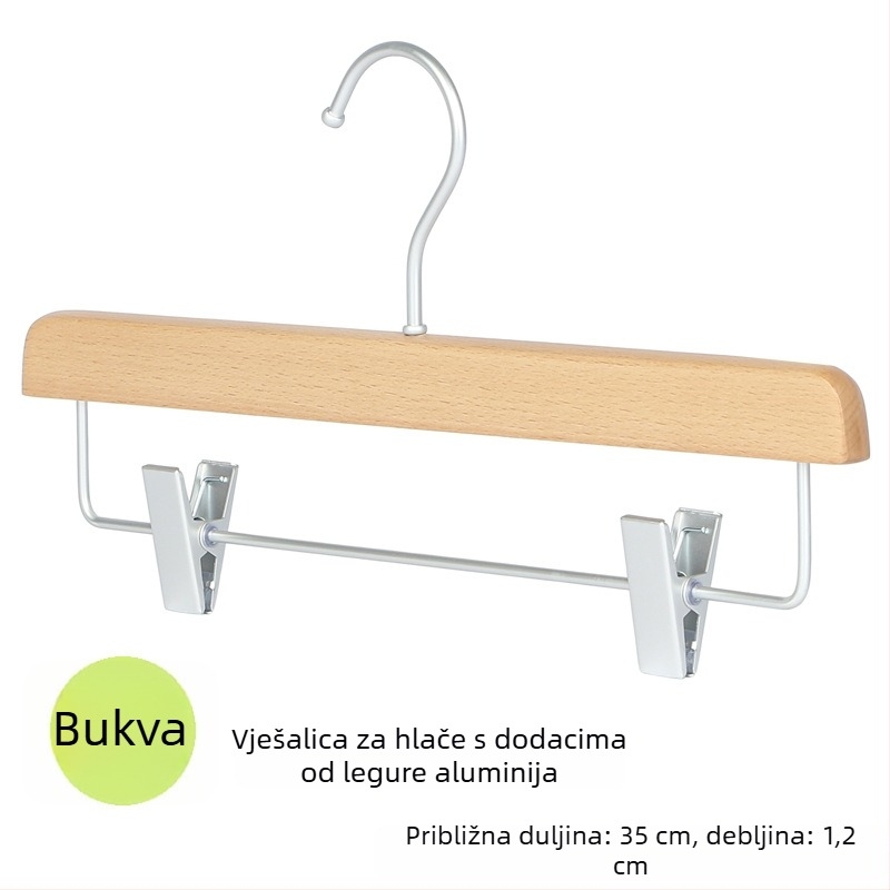 Drvena vješalica za odjeću od bukovog drveta, prirodni završetak, organizator garderobe
