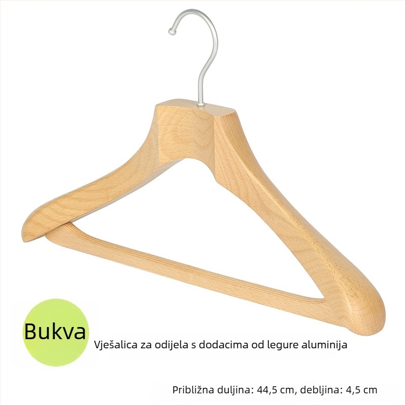 Drvena vješalica za odjeću od bukovog drveta, prirodni završetak, organizator garderobe