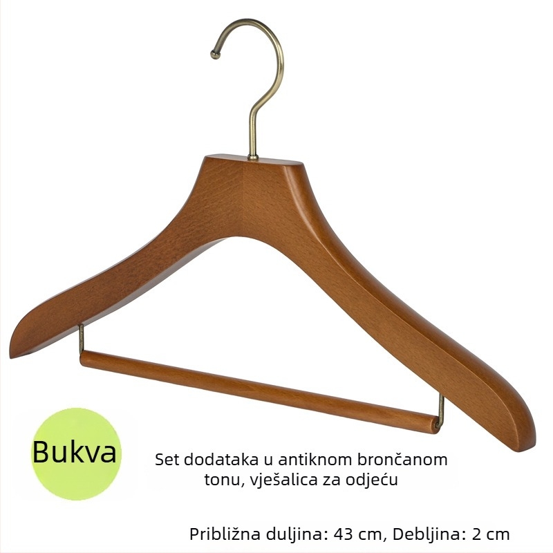 Drvena vješalica za odjeću od bukovog drveta, prirodni završetak, organizator garderobe