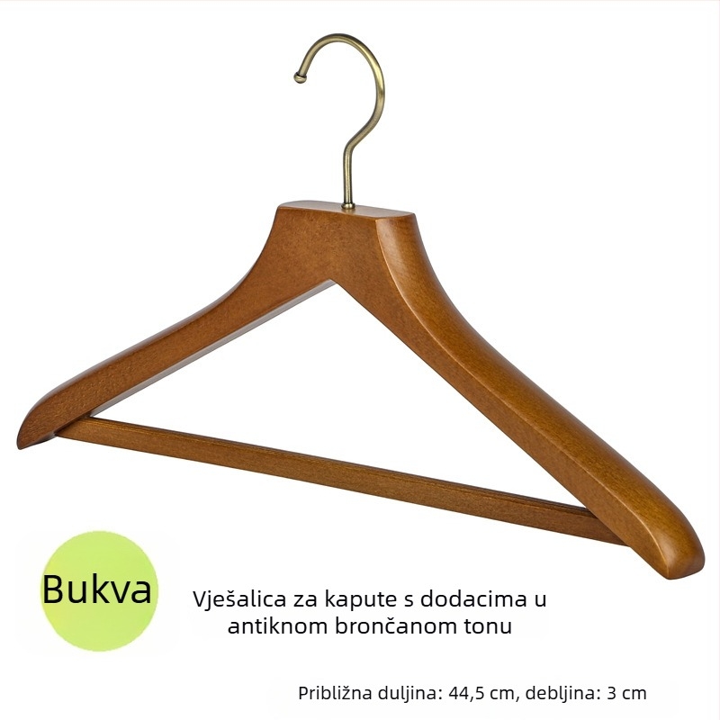Drvena vješalica za odjeću od bukovog drveta, prirodni završetak, organizator garderobe