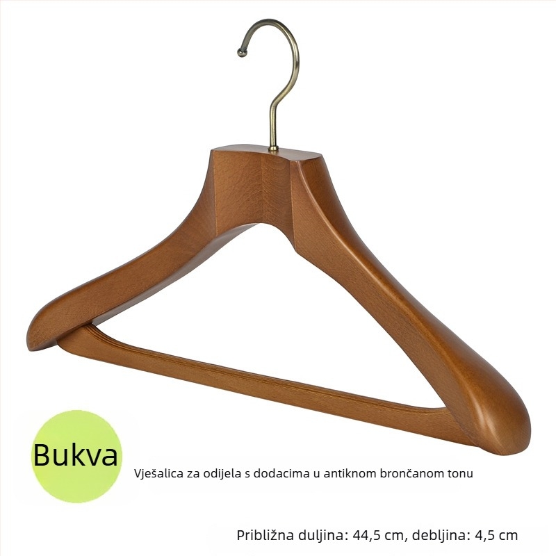 Drvena vješalica za odjeću od bukovog drveta, prirodni završetak, organizator garderobe