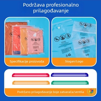 Prozirna zip vrećica s upozoravajućim tekstom za vakuumsko pakiranje odjeće i hlača za jogu