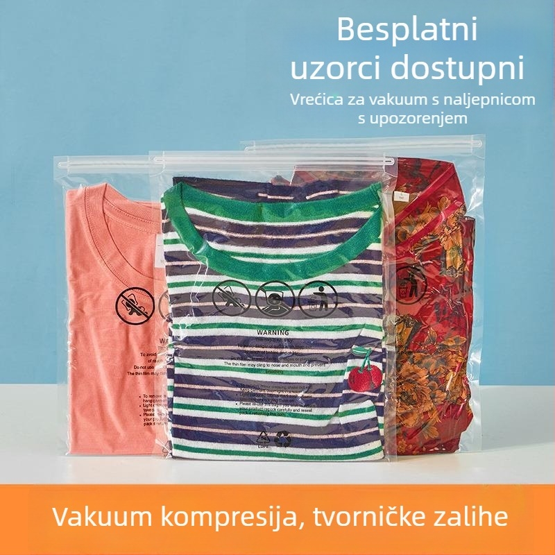 Prozirna zip vrećica s upozoravajućim tekstom za vakuumsko pakiranje odjeće i hlača za jogu