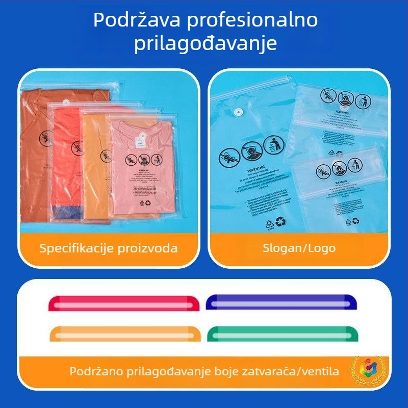 Prozirna zip vrećica s upozoravajućim tekstom za vakuumsko pakiranje odjeće i hlača za jogu