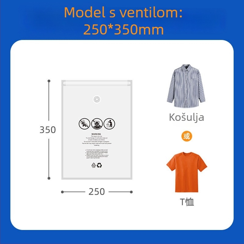 Prozirna zip vrećica s upozoravajućim tekstom za vakuumsko pakiranje odjeće i hlača za jogu