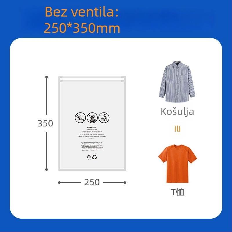 Prozirna zip vrećica s upozoravajućim tekstom za vakuumsko pakiranje odjeće i hlača za jogu