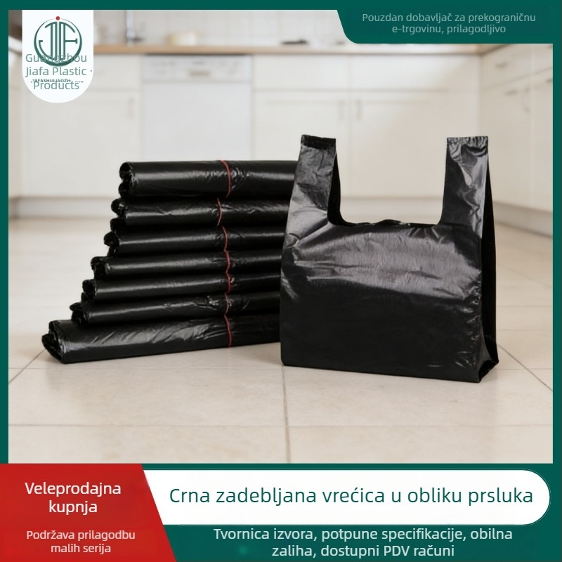 Izuzetno debele crne vrećice za smeće, kućna upotreba, prenosne, pogodne za studentske domove i skladištenje