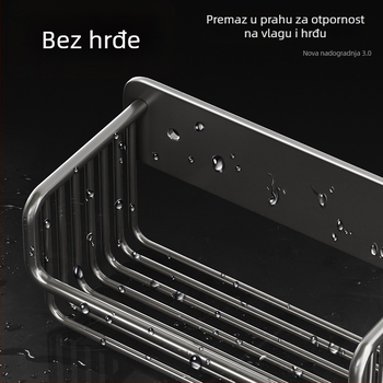 Zidni držač toaletnog papira bez bušenja, crna aluminijska legura, kvadratni dizajn