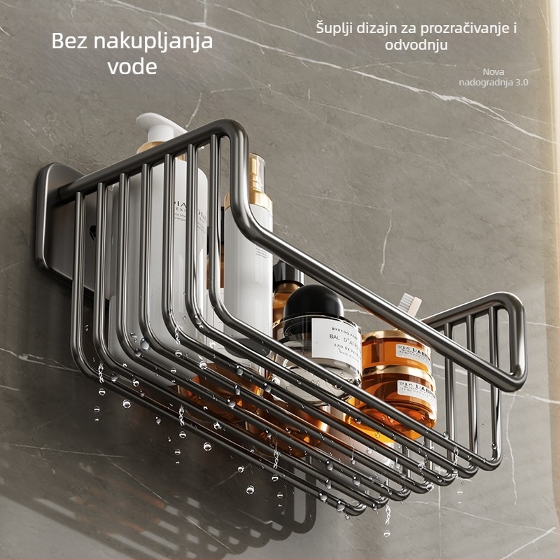 Zidni držač toaletnog papira bez bušenja, crna aluminijska legura, kvadratni dizajn