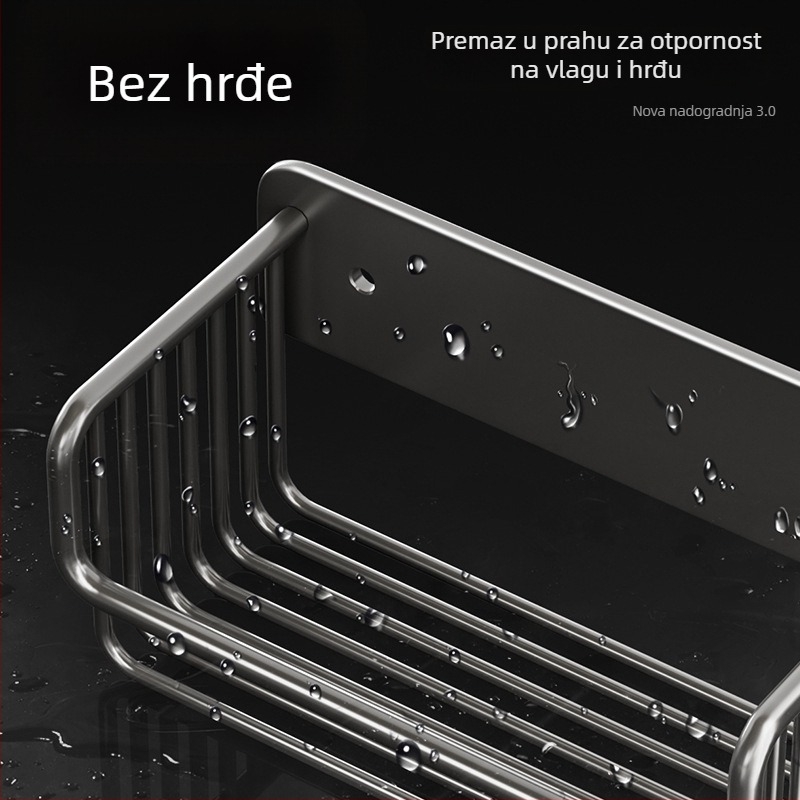 Zidni držač toaletnog papira bez bušenja, crna aluminijska legura, kvadratni dizajn