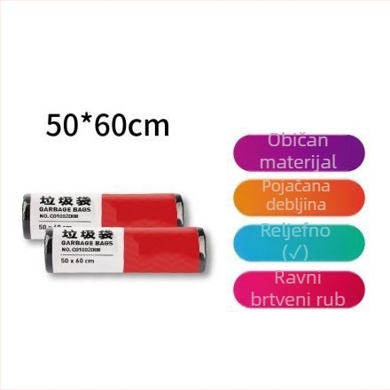 Yumi vrećice za otpad s plosnim otvorom, 45×55 cm, 50×60 cm, 60×80 cm – velike, srednje i male, za kućnu i uredsku upotrebu