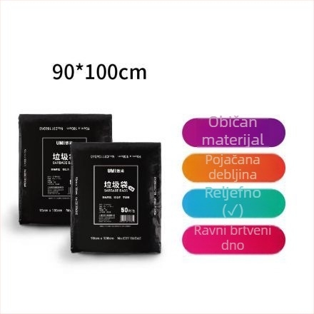 Yumi vrećice za otpad s plosnim otvorom, 45×55 cm, 50×60 cm, 60×80 cm – velike, srednje i male, za kućnu i uredsku upotrebu