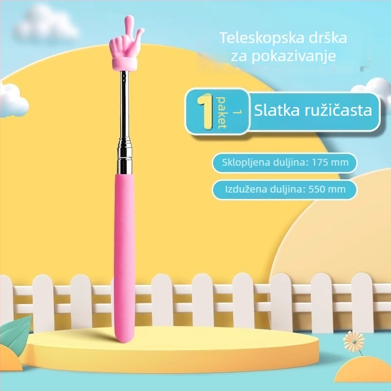 Teleskopska palica od nehrđajućeg čelika za nastavu, pokazivač za čitanje prstima, duljina 55 cm