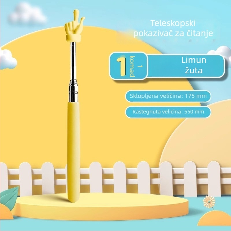 Teleskopska palica od nehrđajućeg čelika za nastavu, pokazivač za čitanje prstima, duljina 55 cm