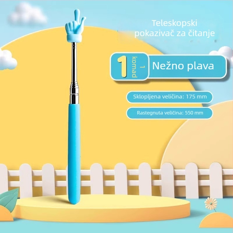 Teleskopska palica od nehrđajućeg čelika za nastavu, pokazivač za čitanje prstima, duljina 55 cm