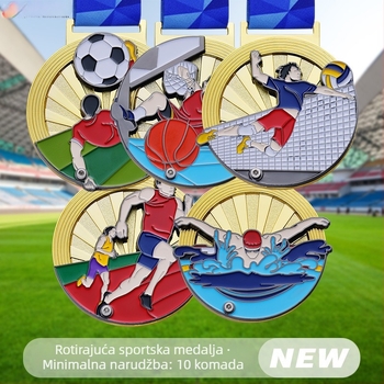 Rotirajuća metalna medalja za sportove – memorijalni maraton i dodjela nagrada za tenis, biciklizam, nogomet, košarku i trčanje