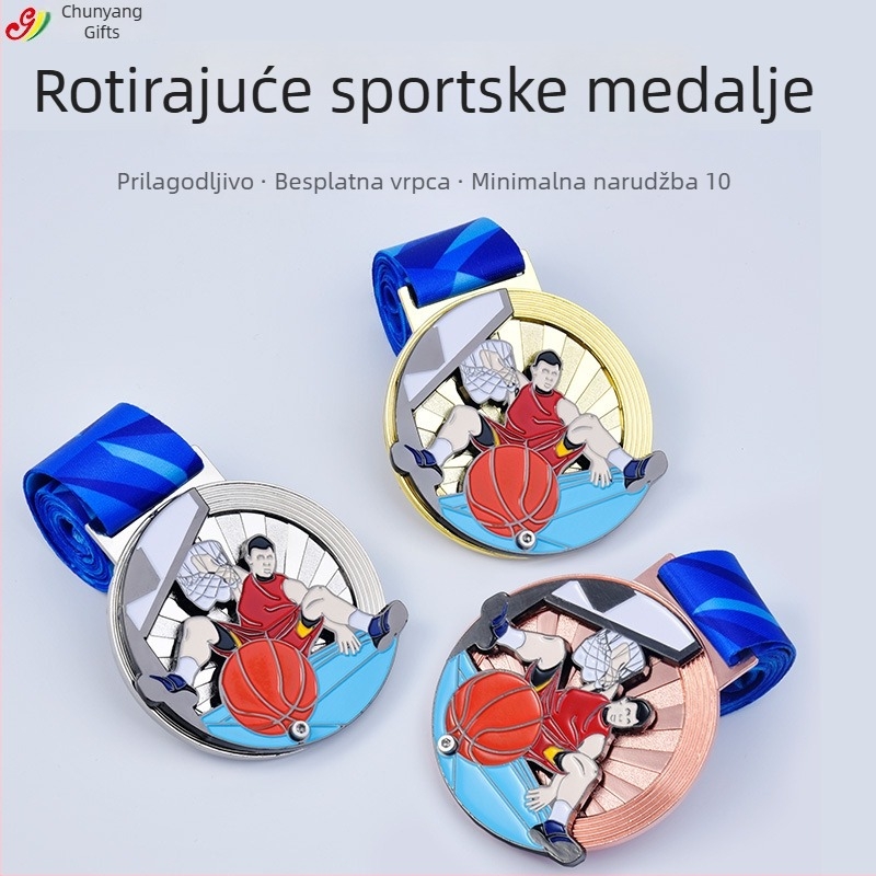 Rotirajuća metalna medalja za sportove – memorijalni maraton i dodjela nagrada za tenis, biciklizam, nogomet, košarku i trčanje