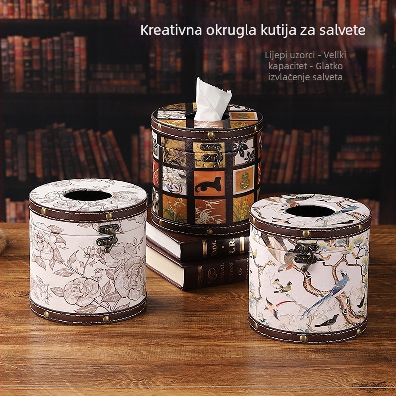 Moderni minimalistička cilindrična kutija za maramice od drveta, za dnevni boravak i stolić za kavu