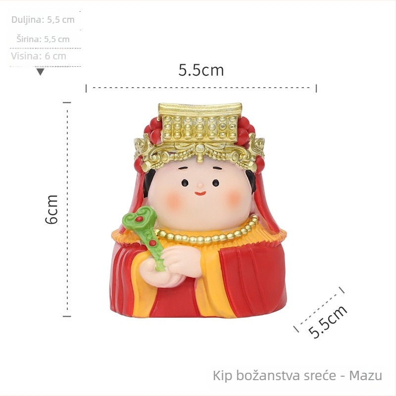 Figurica Mazu u kineskom stilu za stolni dekor, smola, mali ukras, kulturno-kreativni suvenir
